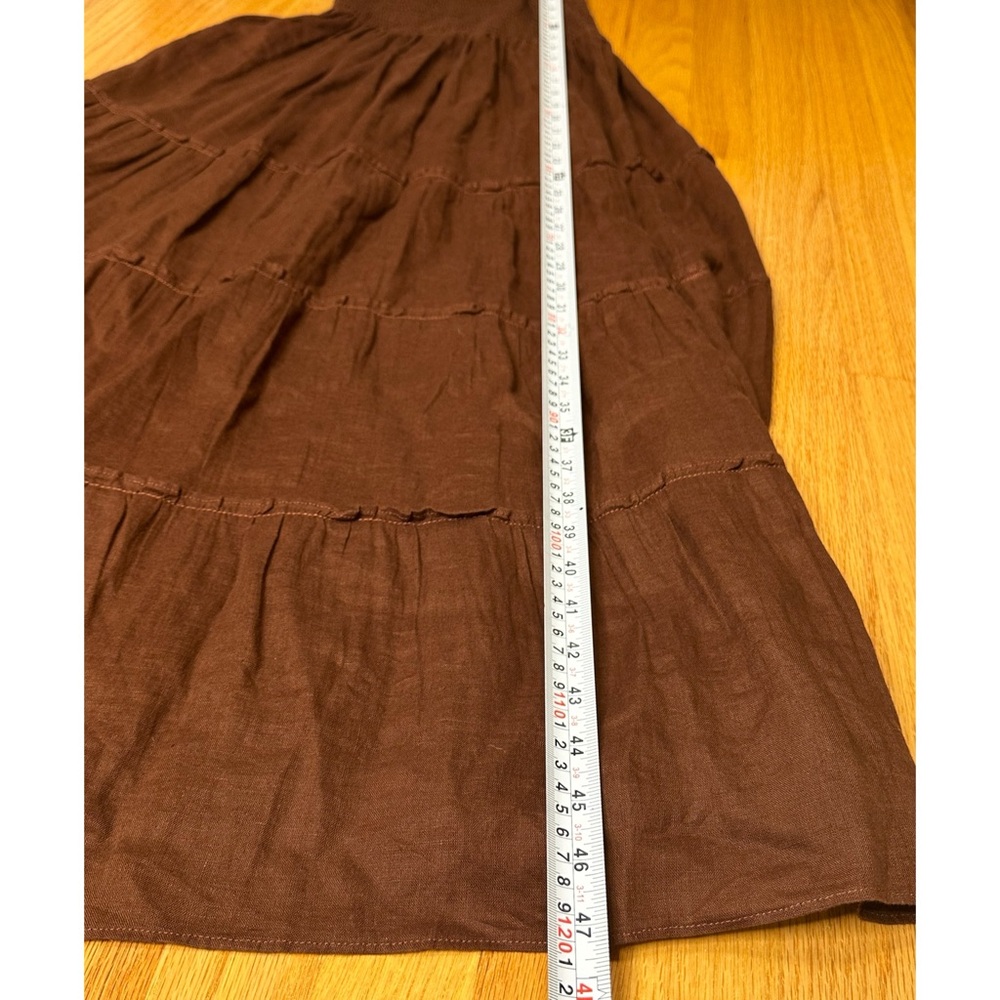 Quince Brown Smocked Tiered Midi Dress - Picture 4 of 8